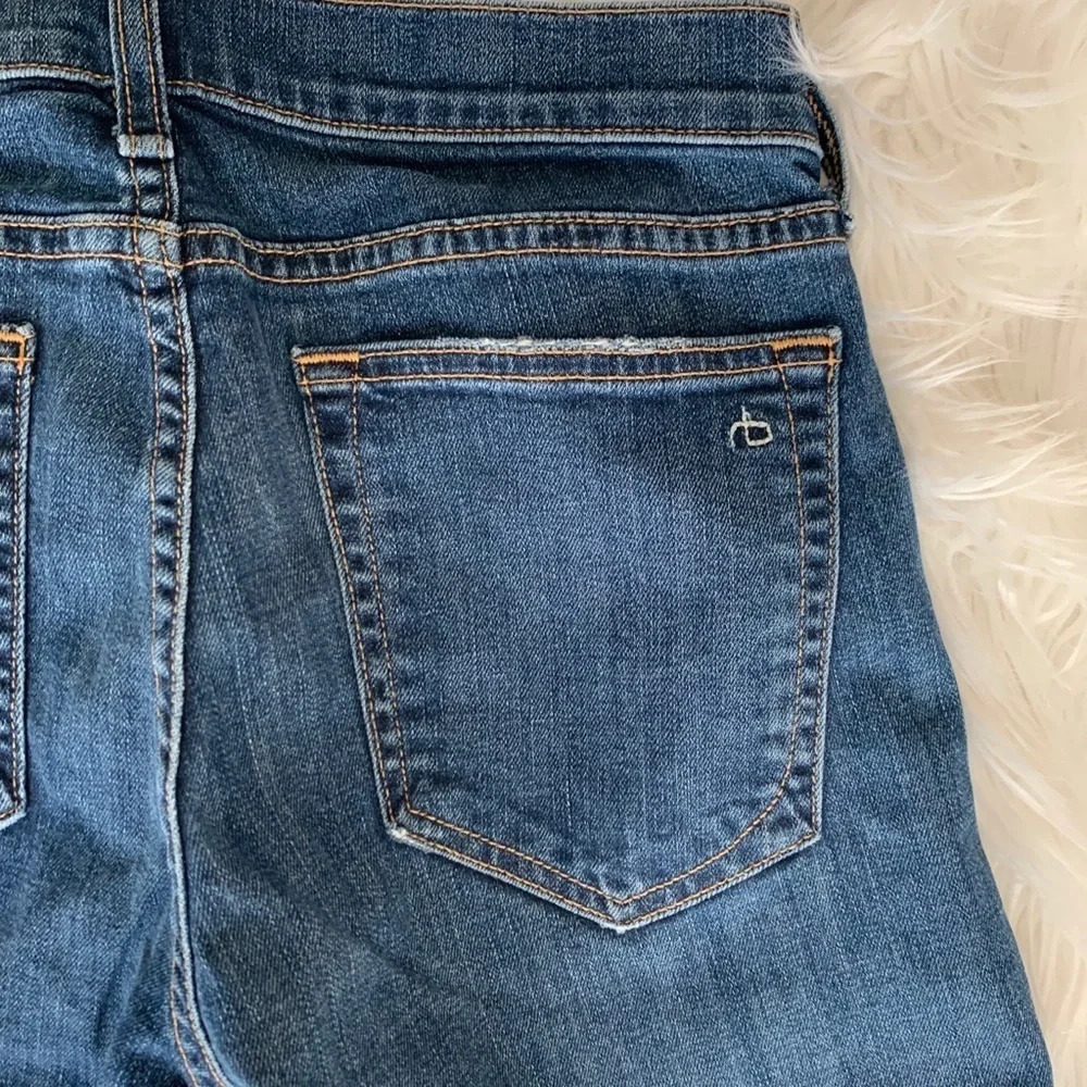 Rag & Bone Dre Slim Boyfriend Jean Java Blue w/Holes Raw Hem Distressed Denim 25 - Picture 11 of 11